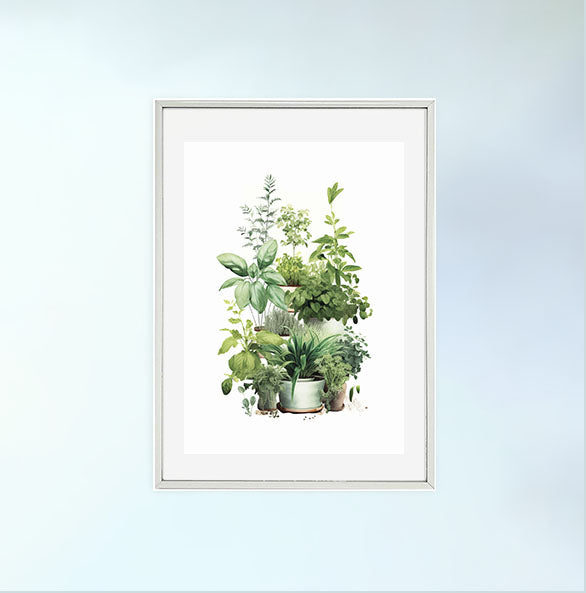 ラスティックハーブガーデンのアートポスター銀フレームあり