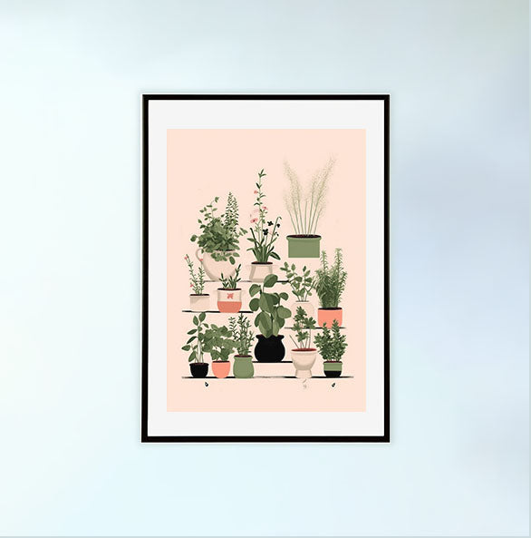 ラスティックハーブガーデンのアートポスター黒フレームあり