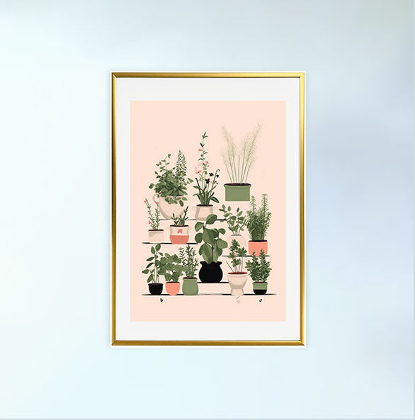 ラスティックハーブガーデンのアートポスター金フレームあり