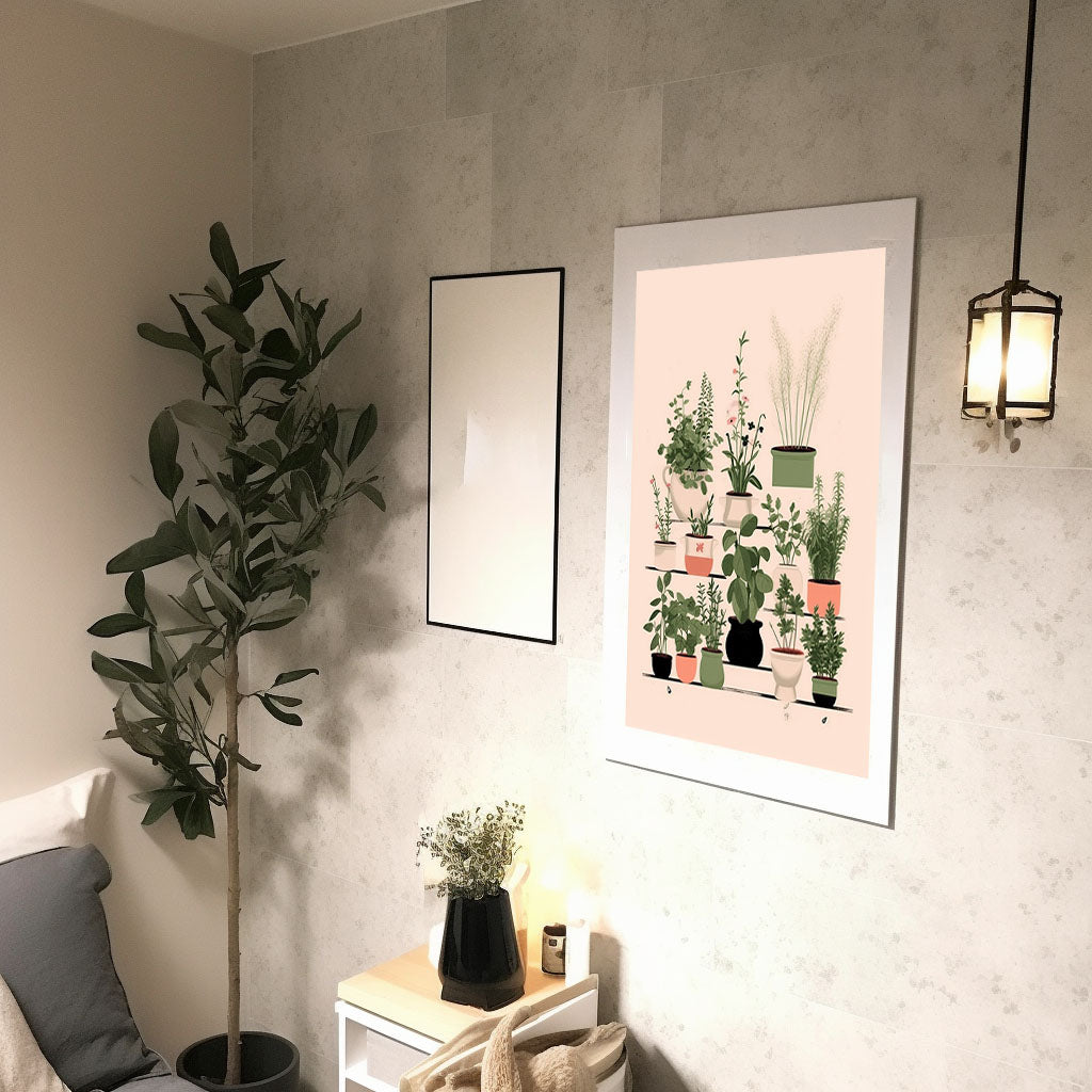 ラスティックハーブガーデンのアートポスター廊下配置イメージ