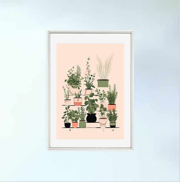 ラスティックハーブガーデンのアートポスター銀フレームあり