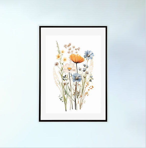 ラスティック・ワイルドフラワーのアートポスター黒フレームあり