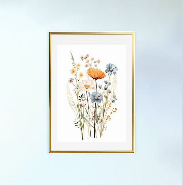 ラスティック・ワイルドフラワーのアートポスター金フレームあり