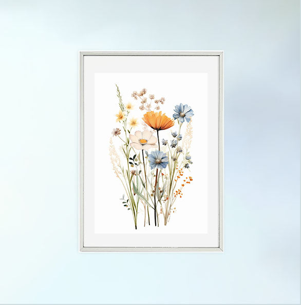 ラスティック・ワイルドフラワーのアートポスター銀フレームあり