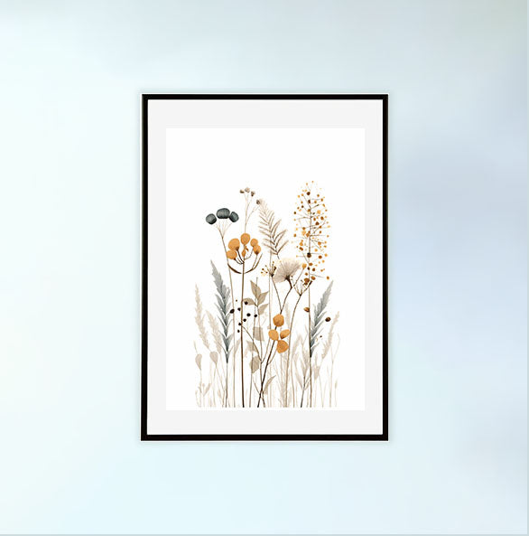 ラスティック・ワイルドフラワーのアートポスター黒フレームあり