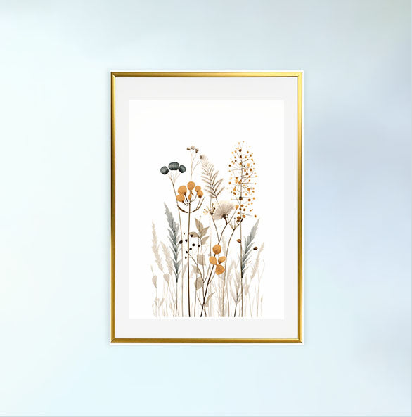 ラスティック・ワイルドフラワーのアートポスター金フレームあり
