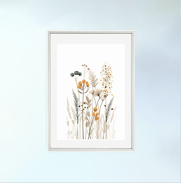 ラスティック・ワイルドフラワーのアートポスター銀フレームあり