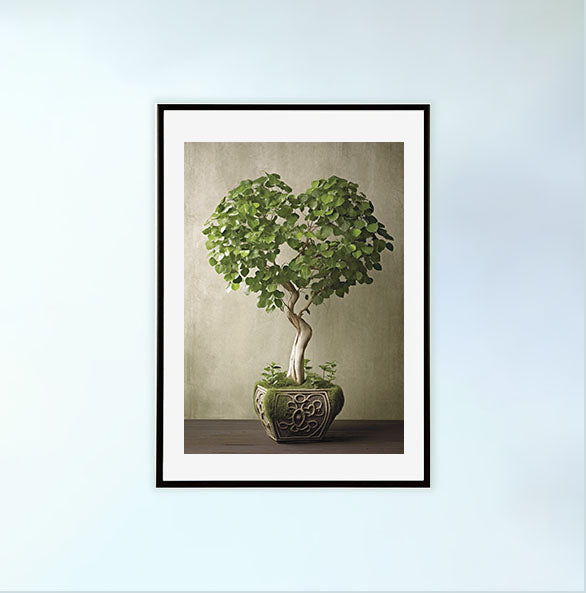 聖なるイチジクの木のアートポスター黒フレームあり