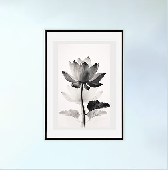 聖なる蓮のアートポスター黒フレームあり