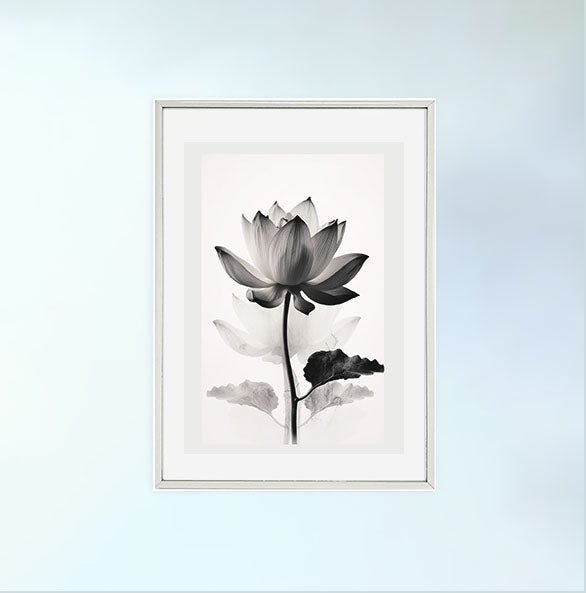 聖なる蓮のアートポスター銀フレームあり
