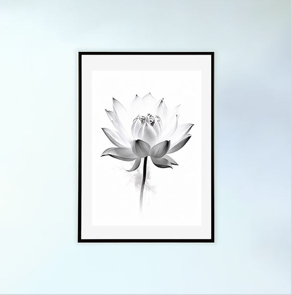 聖なる蓮のアートポスター黒フレームあり