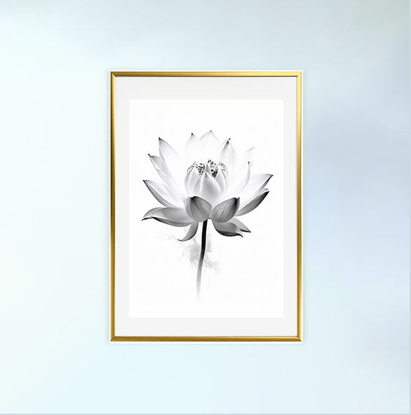 聖なる蓮のアートポスター金フレームあり