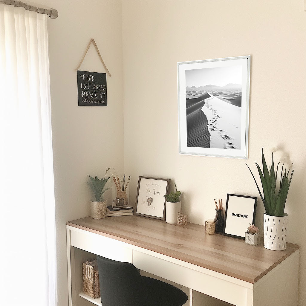 サハラ砂漠のアートポスター机配置イメージ