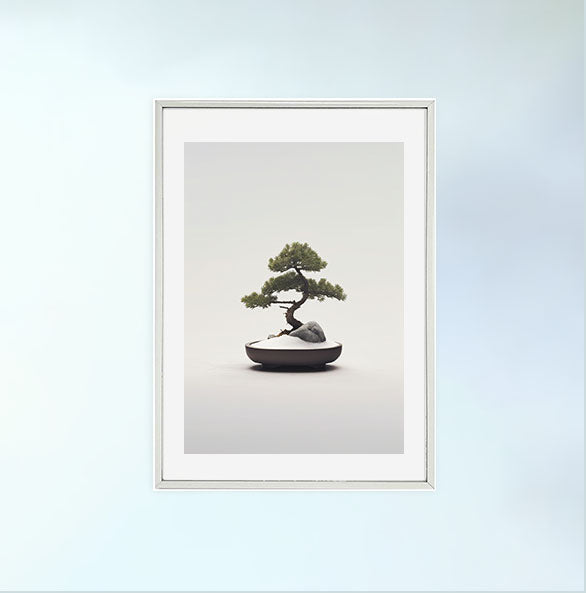 セレーネ盆栽のアートポスター銀フレームあり