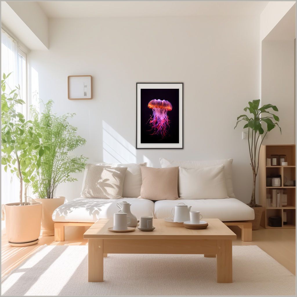 セレーネ・ジェリーフィッシュのアートポスターリビング配置イメージ