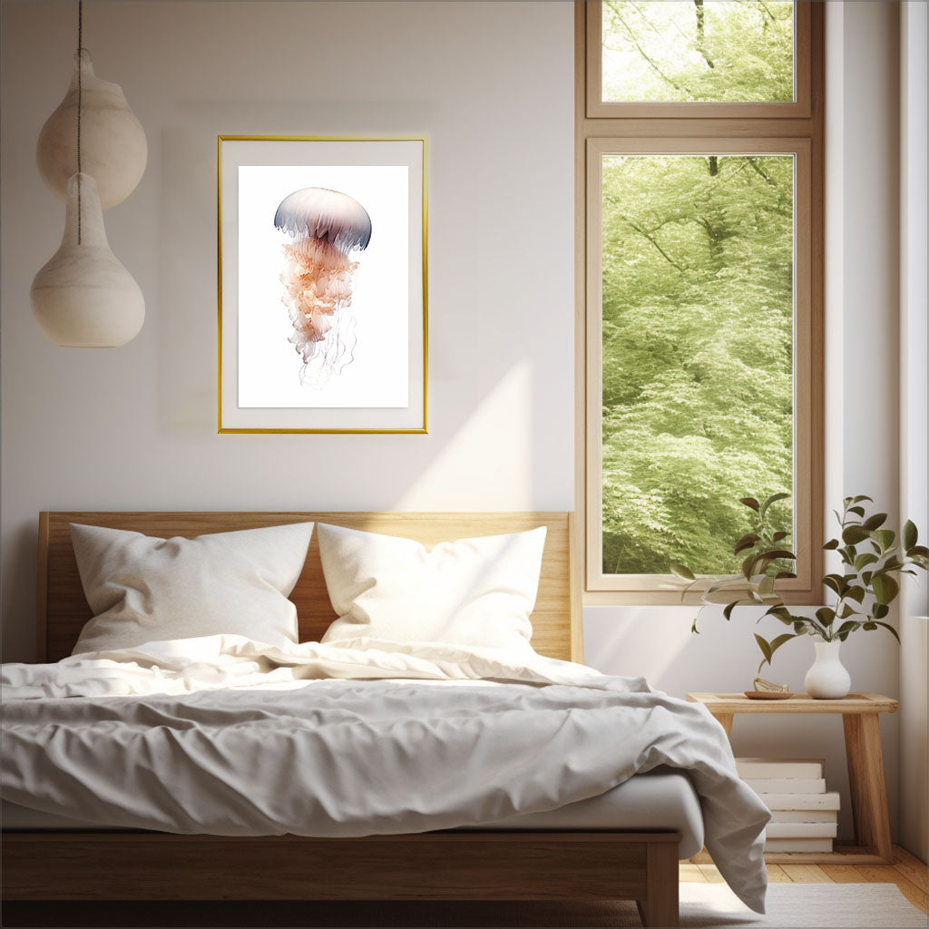 セレーネ・ジェリーフィッシュのアートポスター寝室配置イメージ