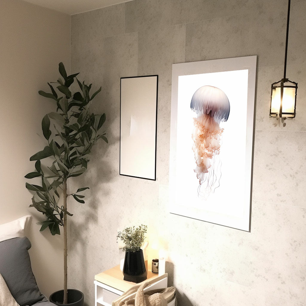 セレーネ・ジェリーフィッシュのアートポスター廊下配置イメージ