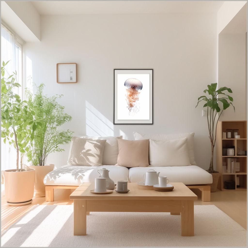 セレーネ・ジェリーフィッシュのアートポスターリビング配置イメージ