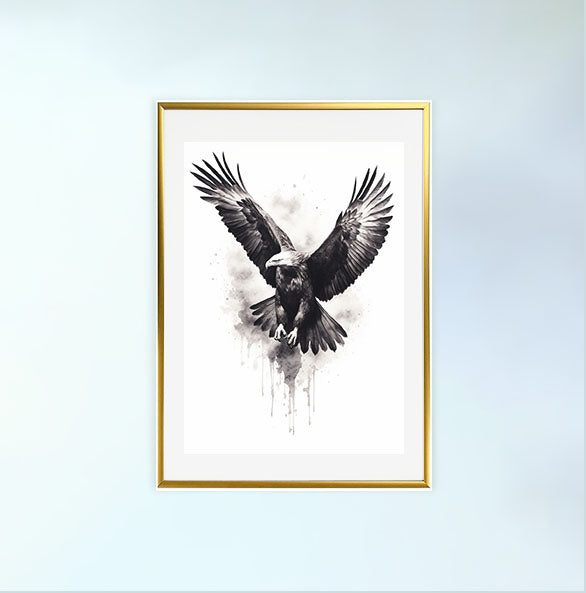 ソアリングイーグルのアートポスター金フレームあり