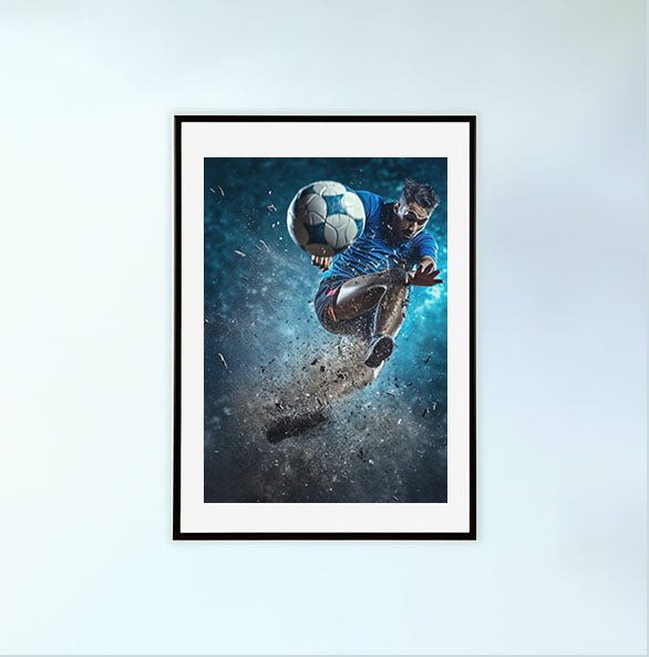 スポーツのアクションショットのアートポスター黒フレームあり