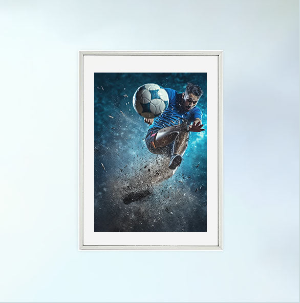 スポーツのアクションショットのアートポスター銀フレームあり