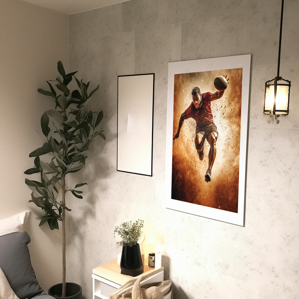 スポーツのアクションショットのアートポスター廊下配置イメージ