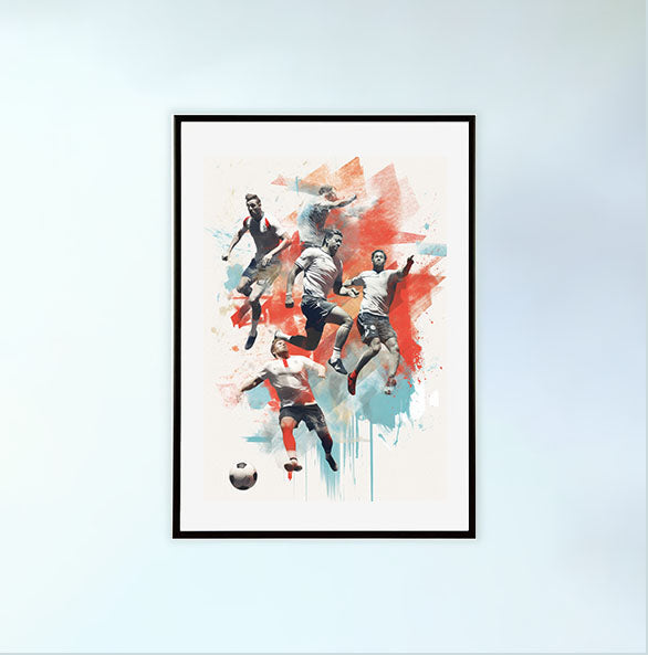スポーツのアクションショットのアートポスター黒フレームあり