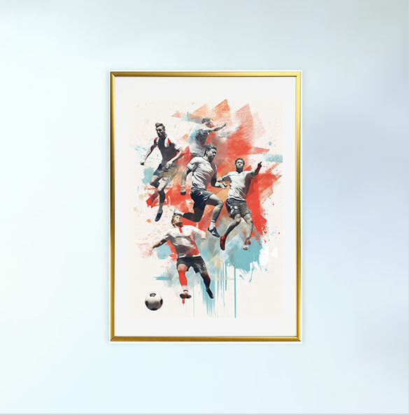 スポーツのアクションショットのアートポスター金フレームあり