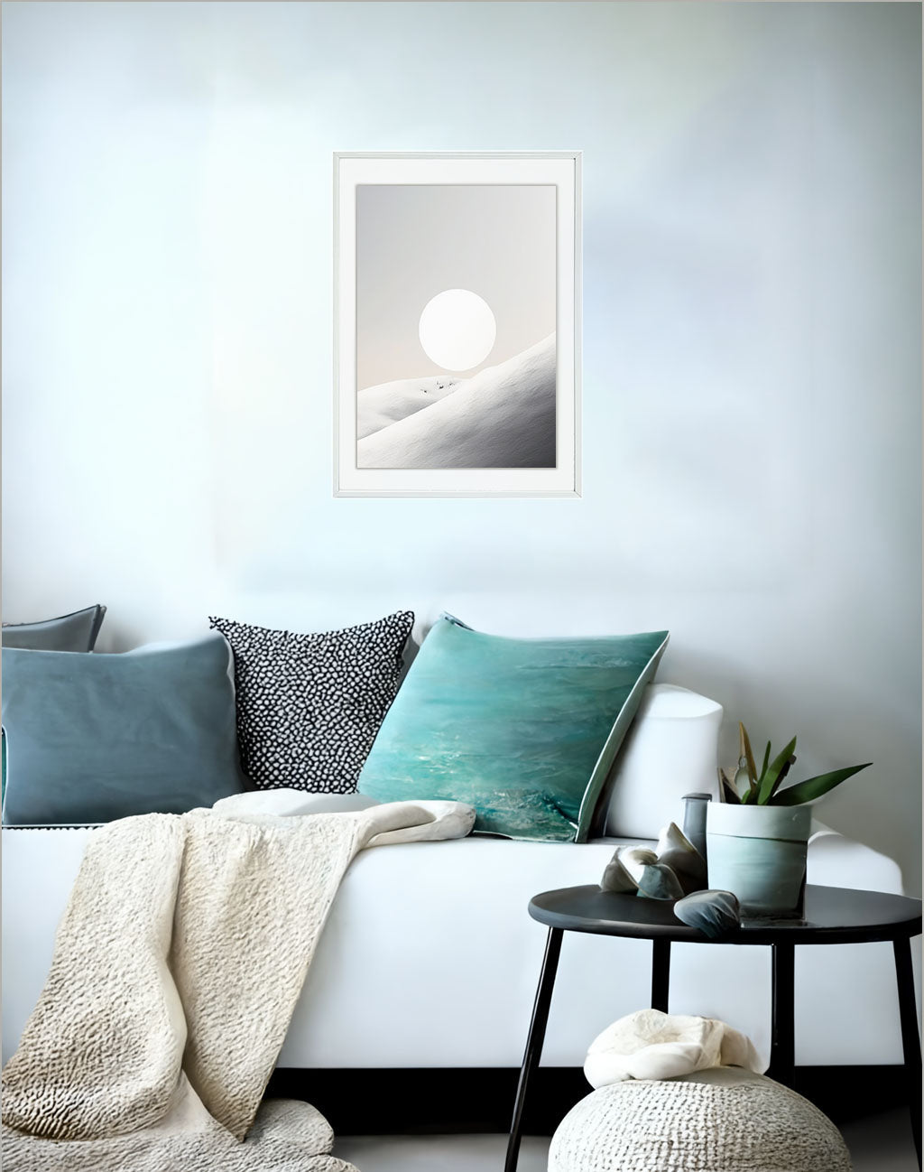 微妙なリズムのアートポスターソファ配置イメージ