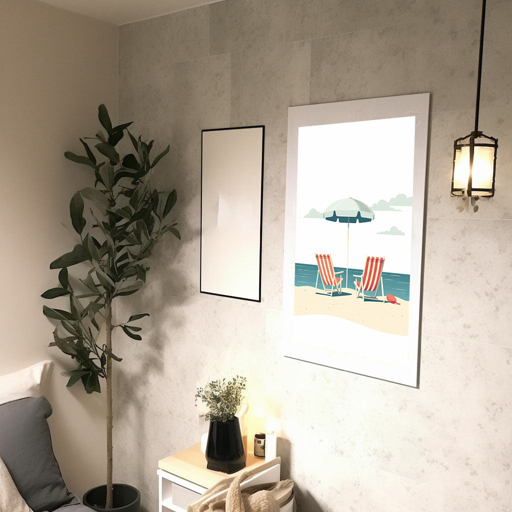 夏の海のアートポスター廊下配置イメージ