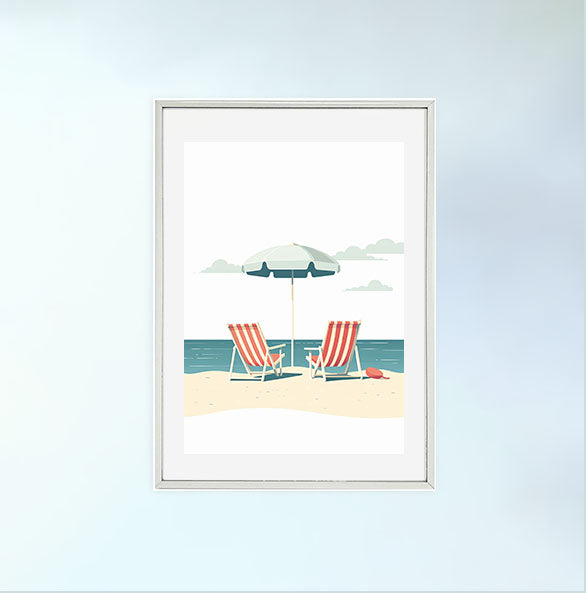 夏の海のアートポスター銀フレームあり