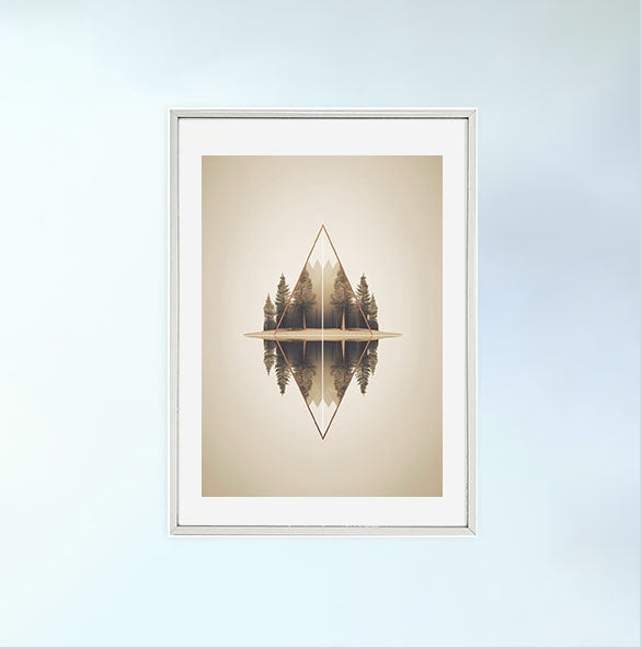 シンメトリーリフレクションのアートポスター銀フレームあり