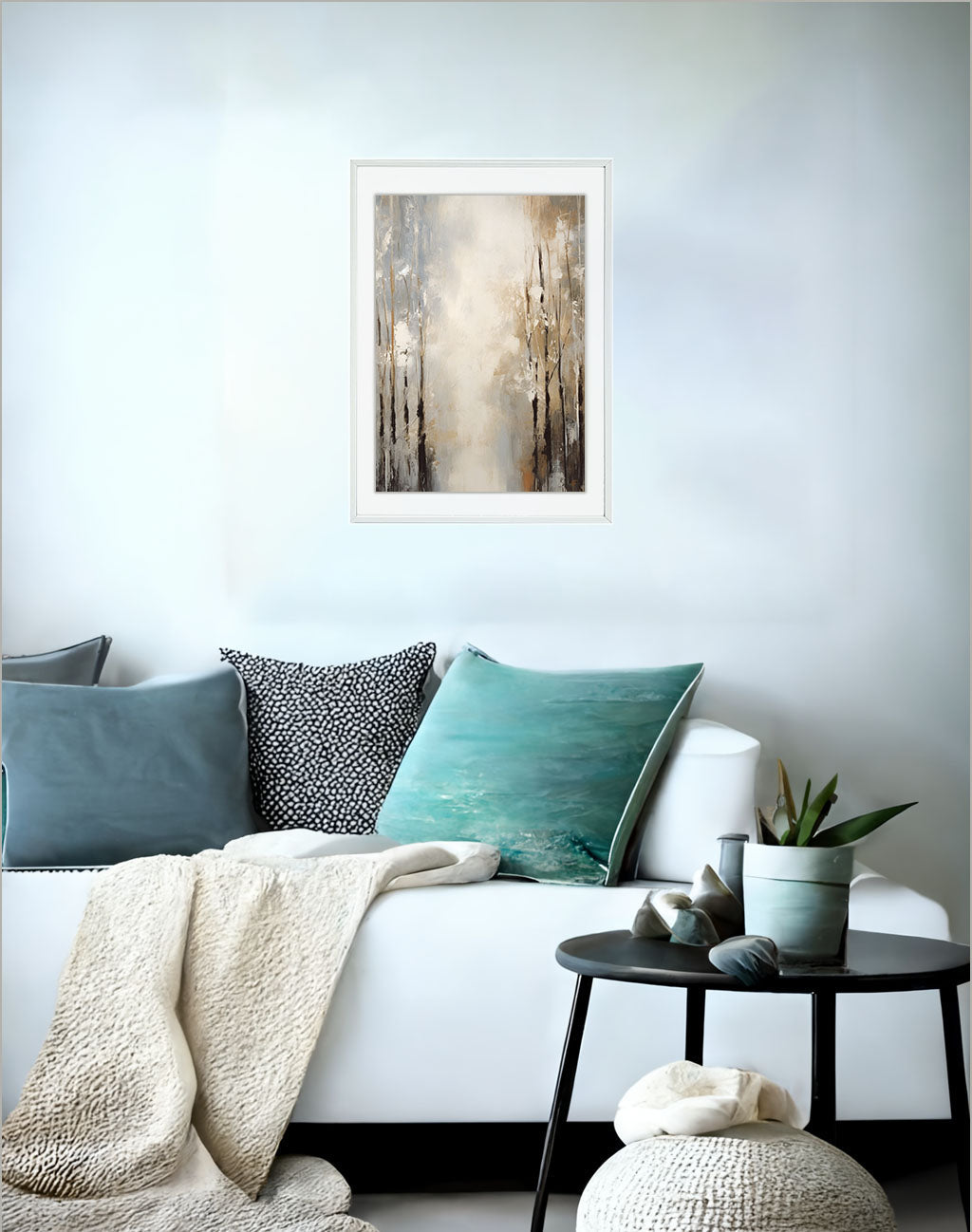 トランキル・レヴェリーのアートポスターソファ配置イメージ