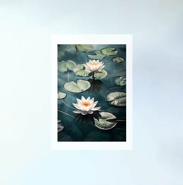 静謐な睡蓮のアートポスター原画のみ設置イメージ