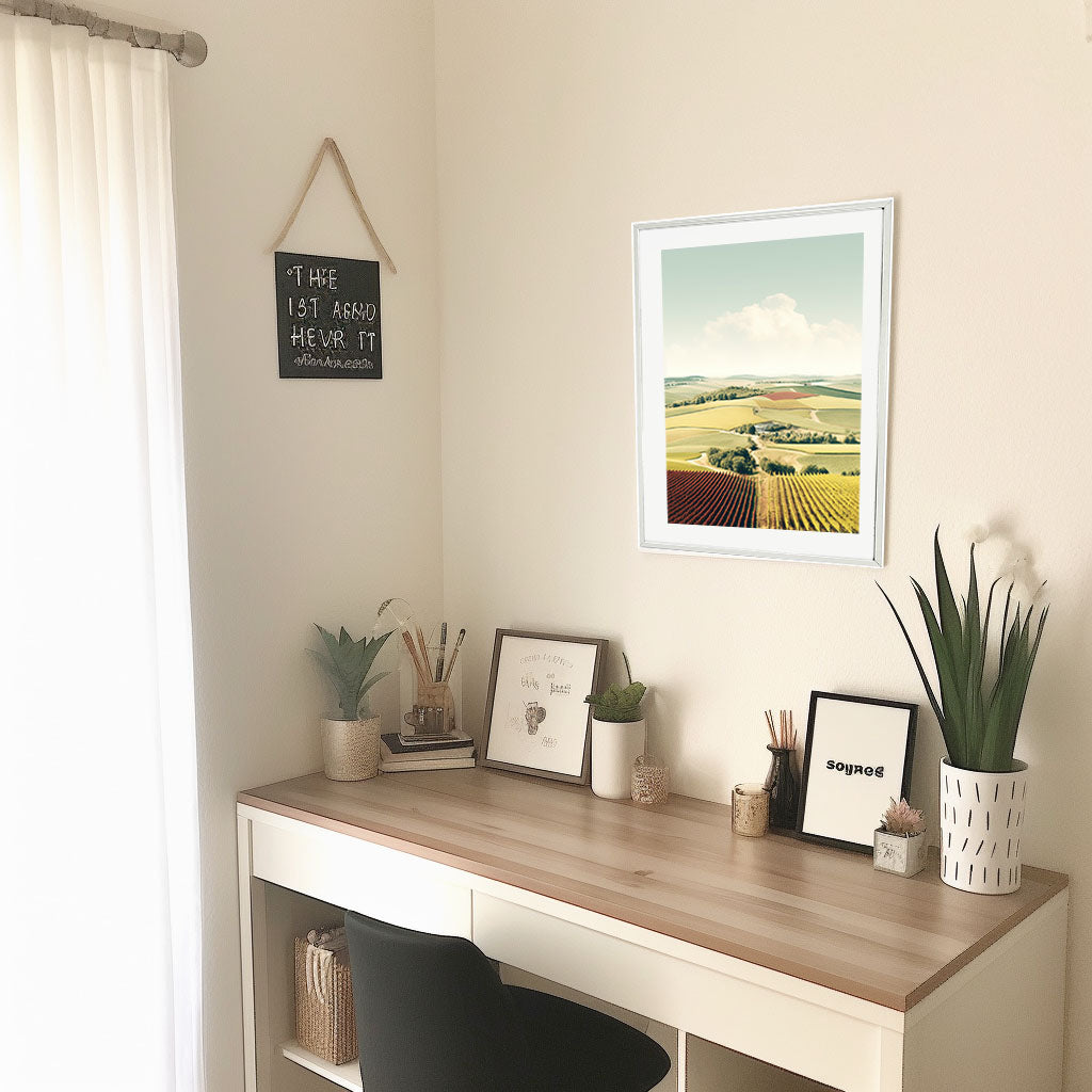 ボルドーのワイン畑のアートポスター机配置イメージ