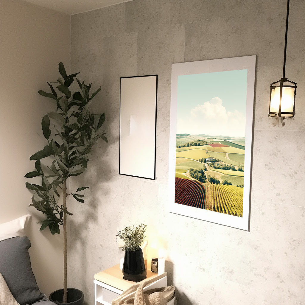 ボルドーのワイン畑のアートポスター廊下配置イメージ
