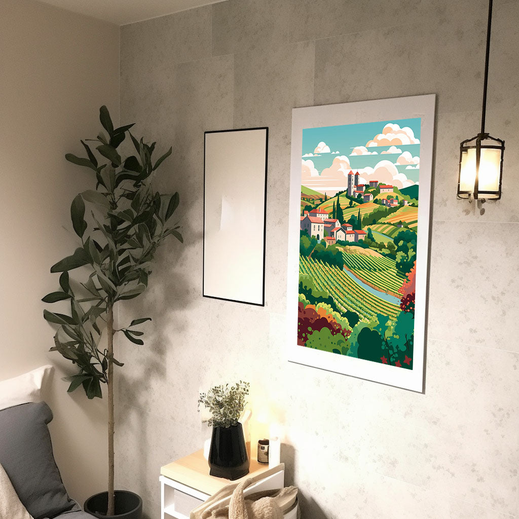 ボルドーのワイン畑のアートポスター廊下配置イメージ