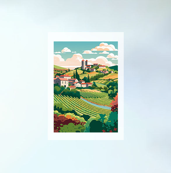 ボルドーのワイン畑のアートポスター原画のみ設置イメージ