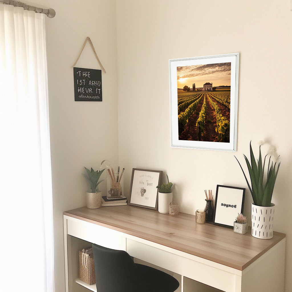 ボルドーのワイン畑のアートポスター机配置イメージ