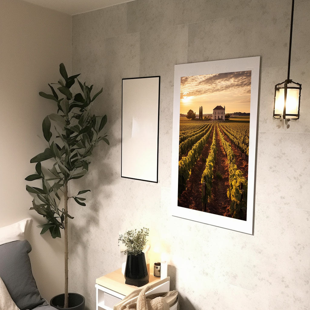 ボルドーのワイン畑のアートポスター廊下配置イメージ