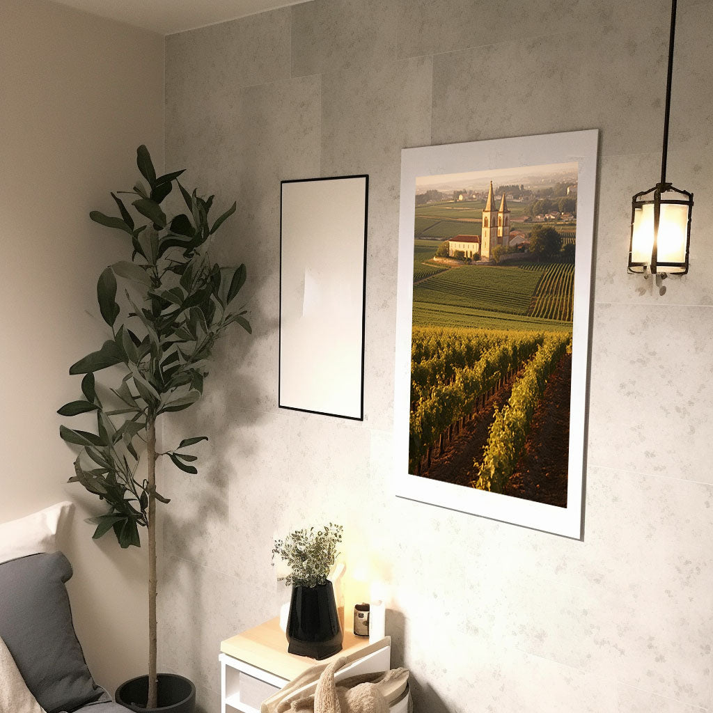 ボルドーのワイン畑のアートポスター廊下配置イメージ