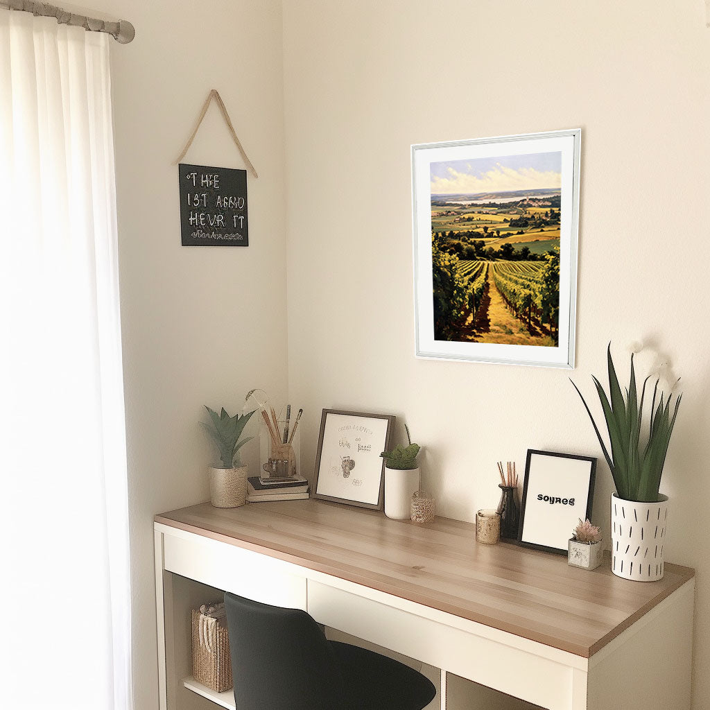 ボルドーのワイン畑のアートポスター机配置イメージ