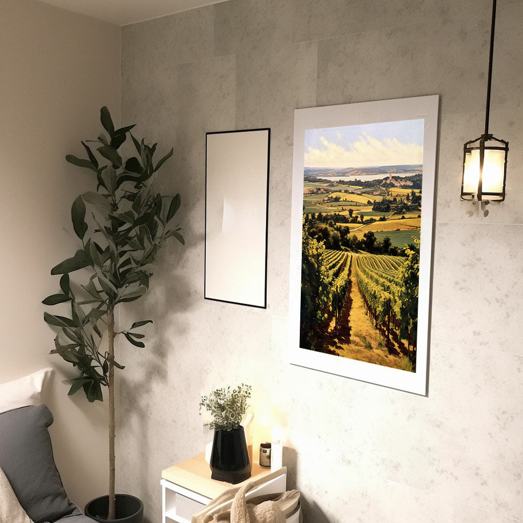 ボルドーのワイン畑のアートポスター廊下配置イメージ
