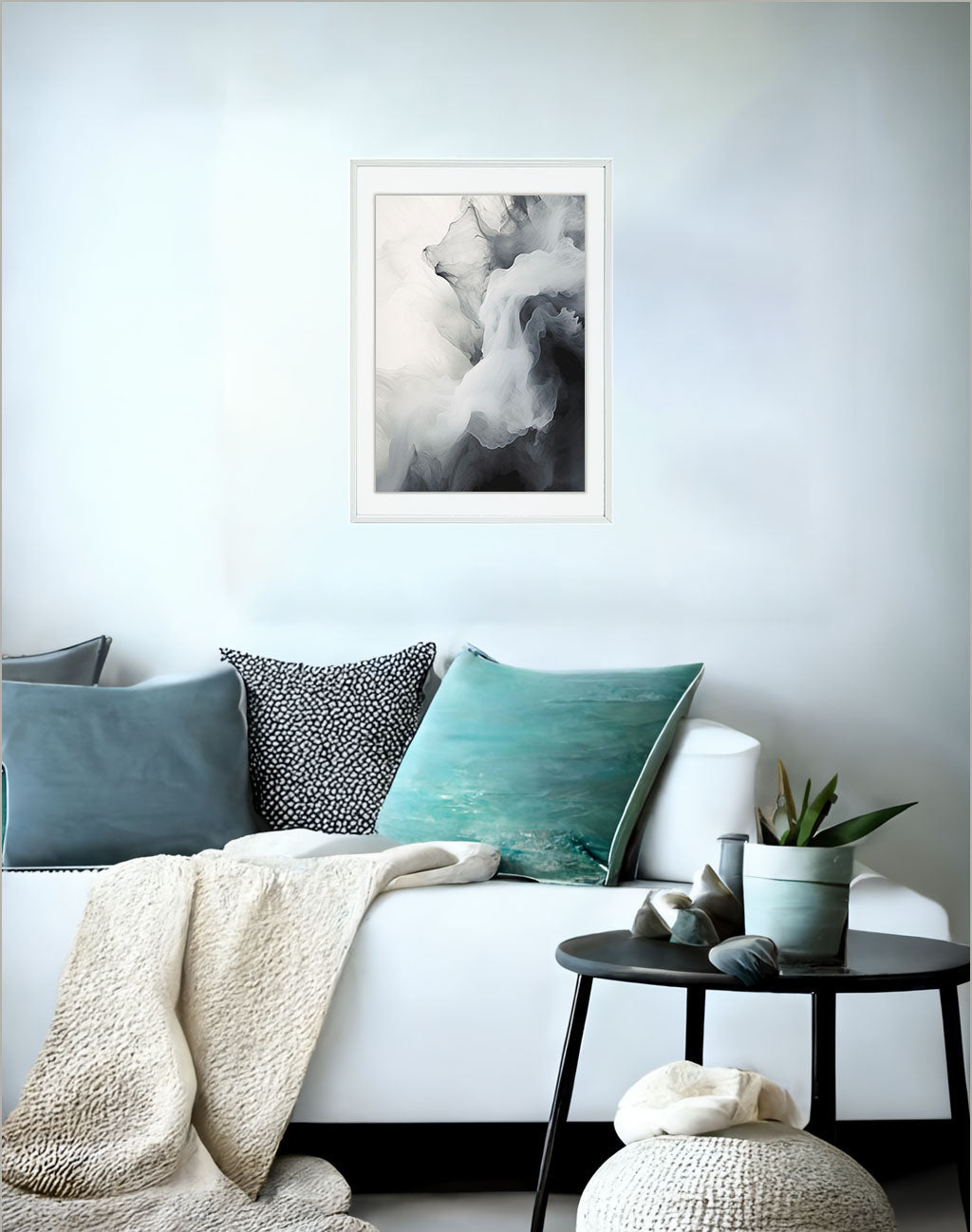 ウィスパーリングベールのアートポスターソファ配置イメージ