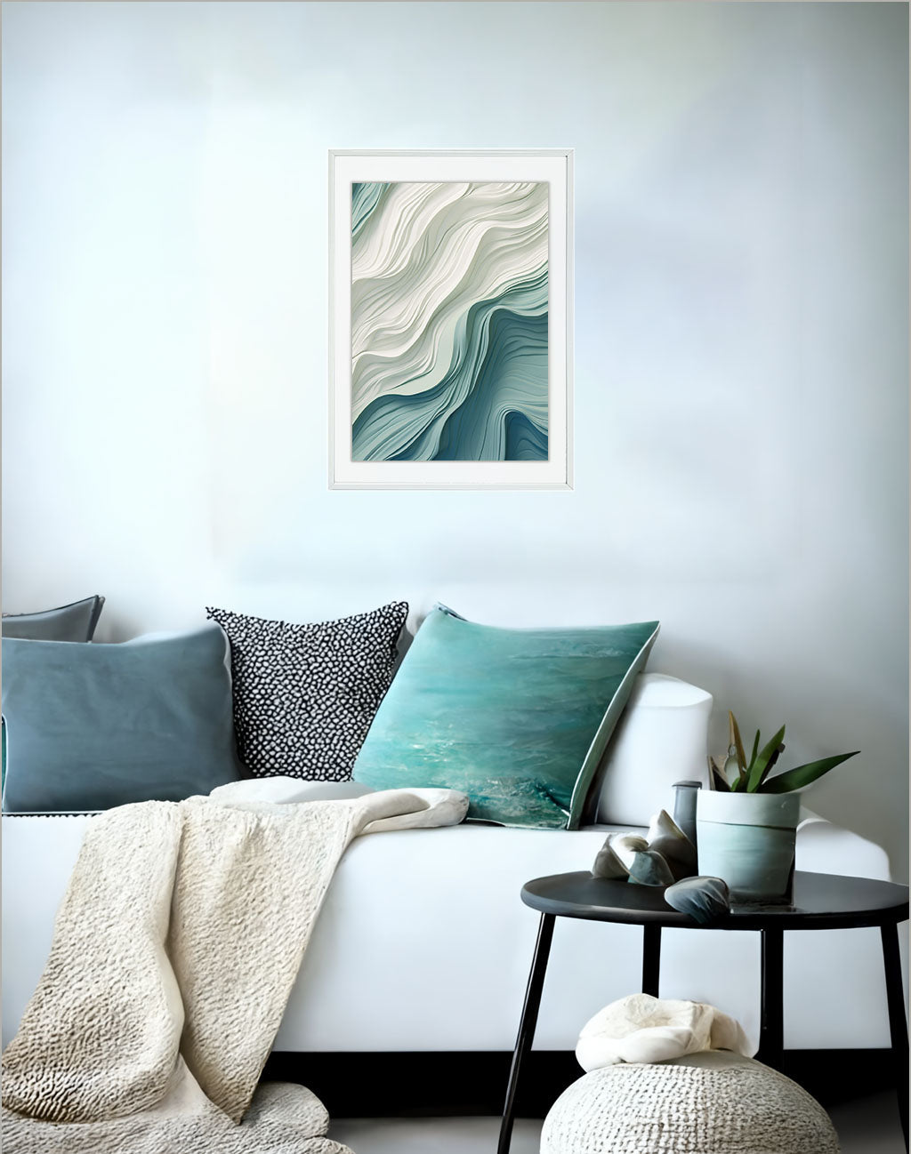 ウィスパーズ・オブ・トランキュリティのアートポスターソファ配置イメージ