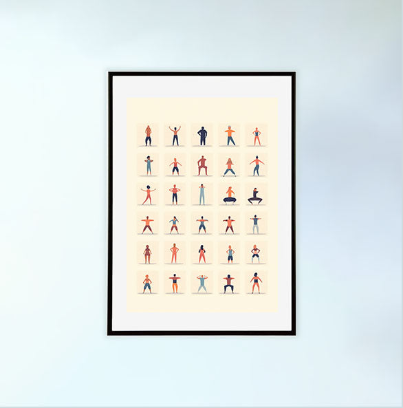 ヨガポーズのアートポスター黒フレームあり