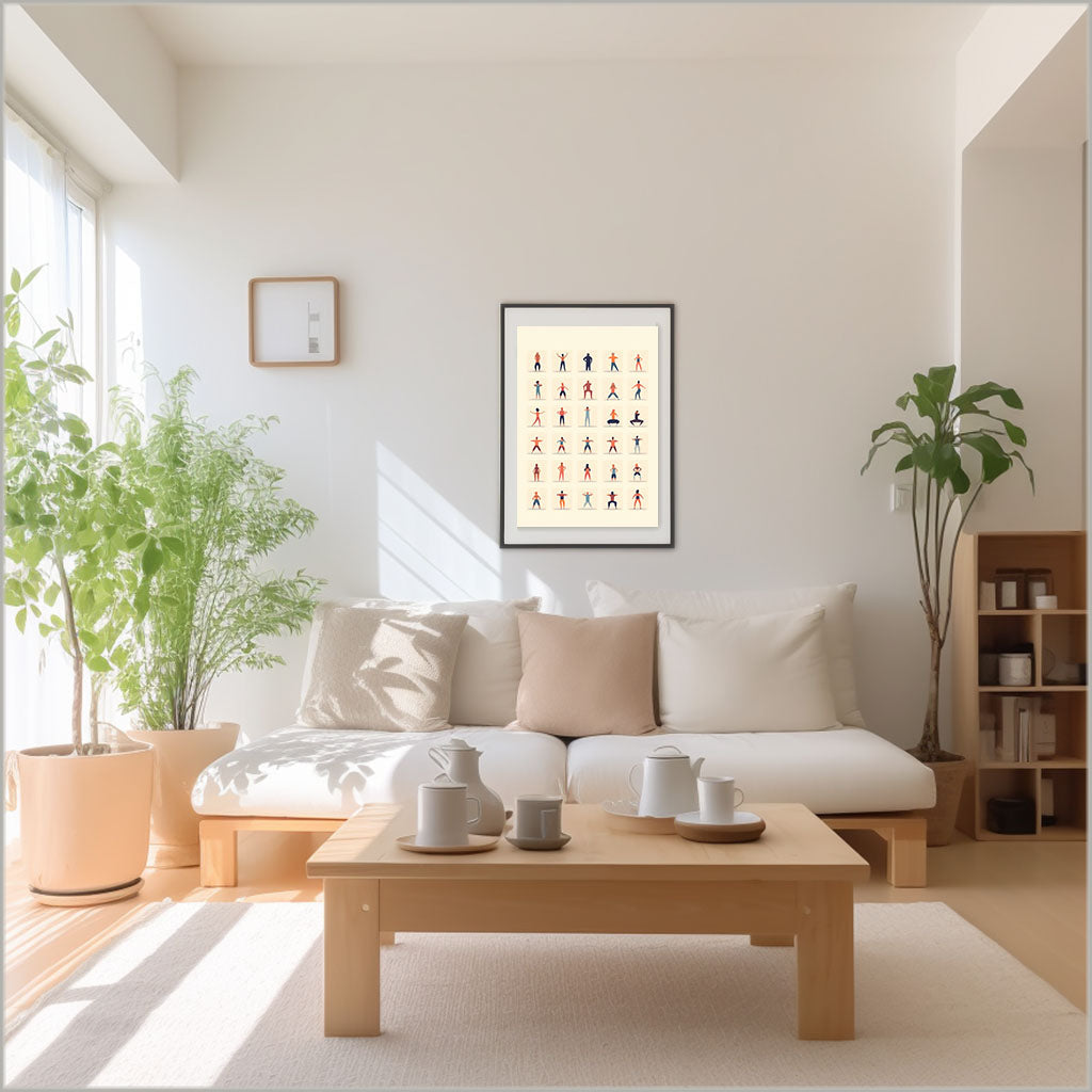 ヨガポーズのアートポスターリビング配置イメージ