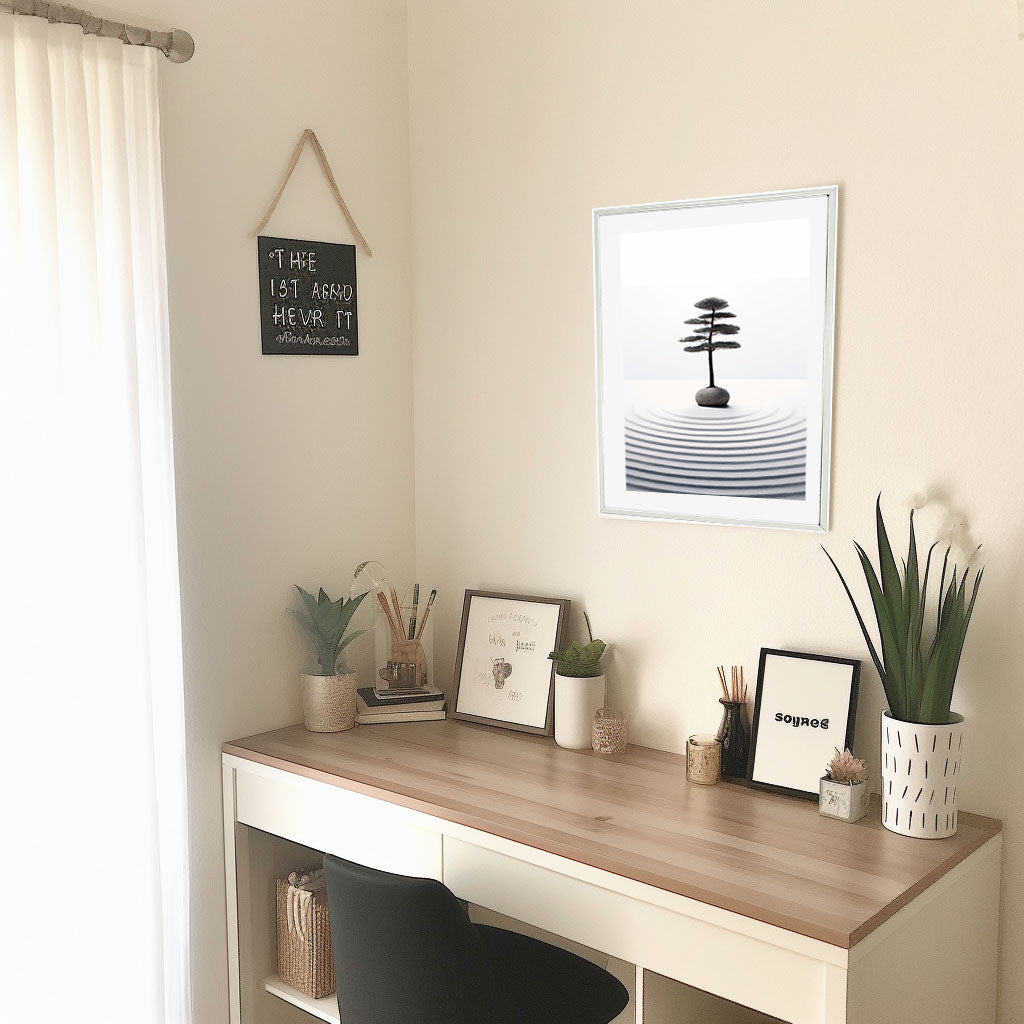 禅の庭のアートポスター机配置イメージ