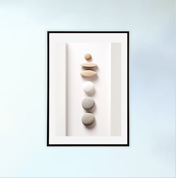禅の庭のアートポスター黒フレームあり