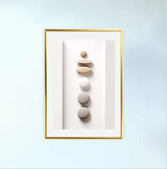 禅の庭のアートポスター金フレームあり